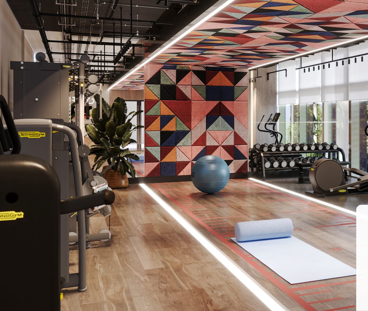 Fully equipped fitness studio with Technogym equipment